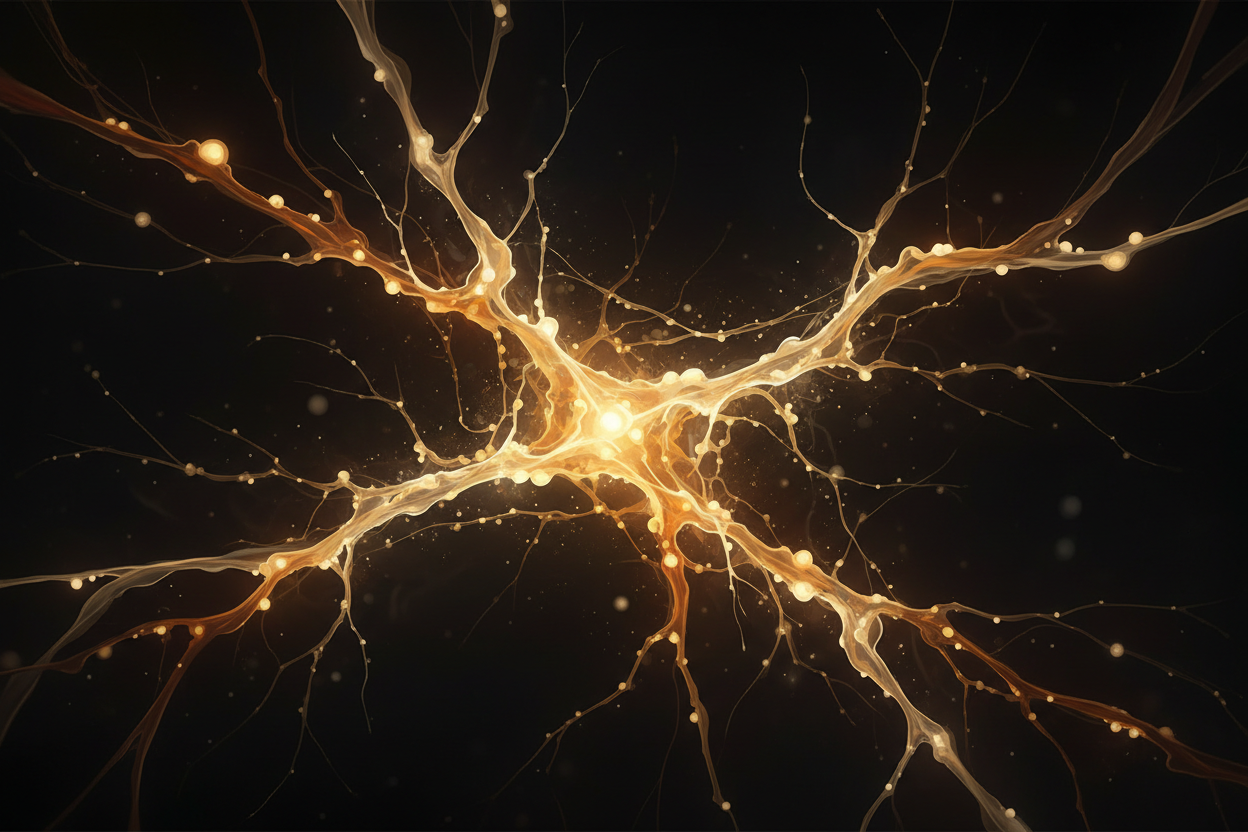 Deuterium-depleted water and brain health illustration showing a human brain and mitochondria alongside a glass of Yavelle 25ppm DDW
