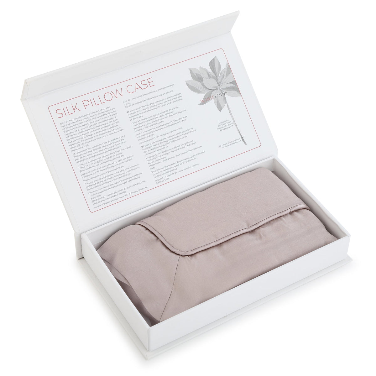 Pair of pearl grey silk pillowcases